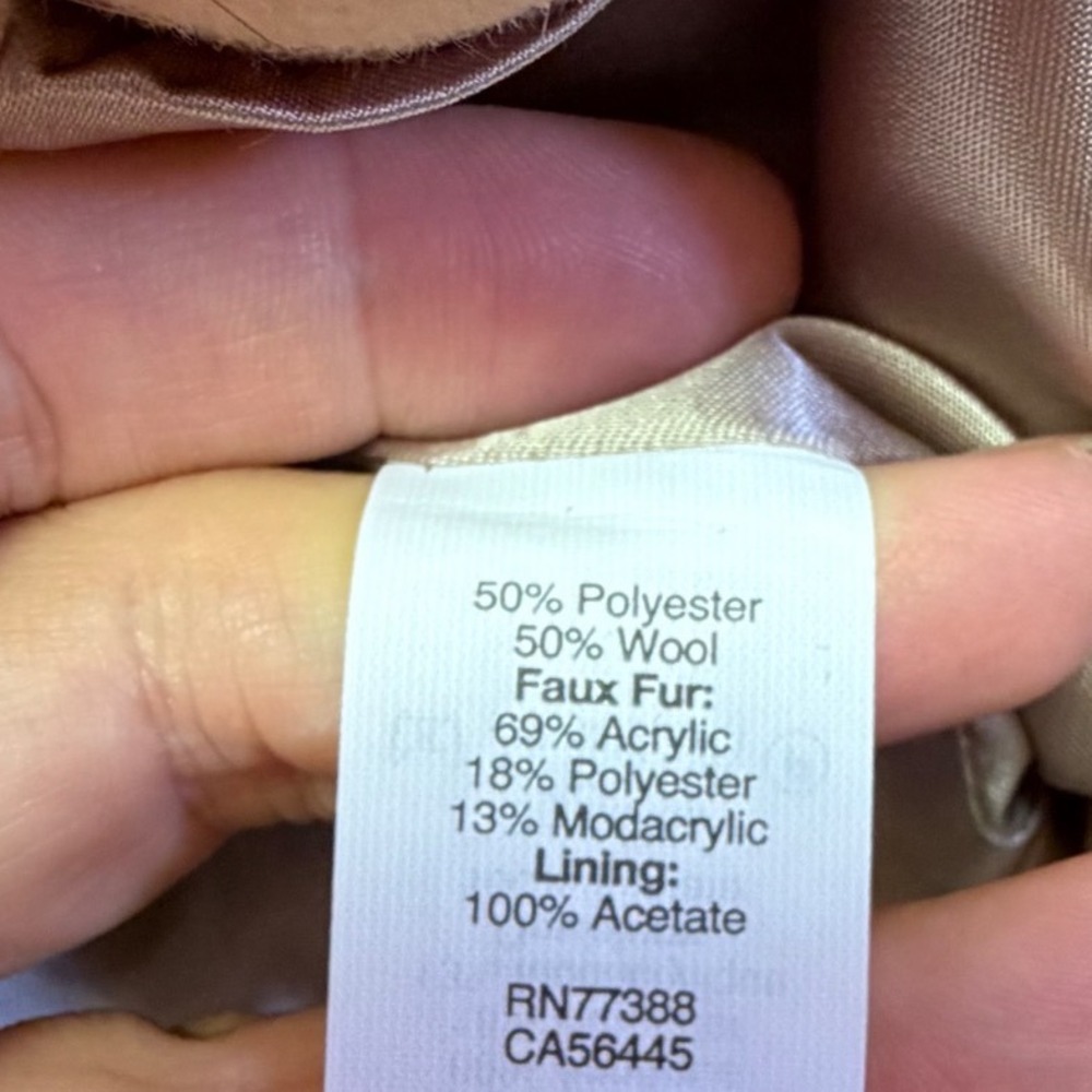 NWT J.Crew Chateau Parka Peach Wool Blend Faux Fur Hood Coat E3931 Size 0 - Picture 7 of 7